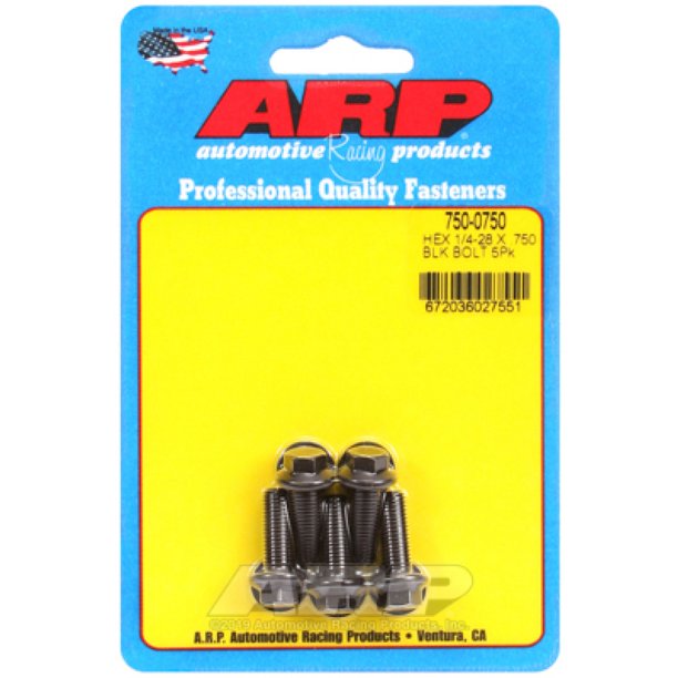 ARP 1/4-28 x .750 Hex Black Oxide Bolts (5/pkg)
