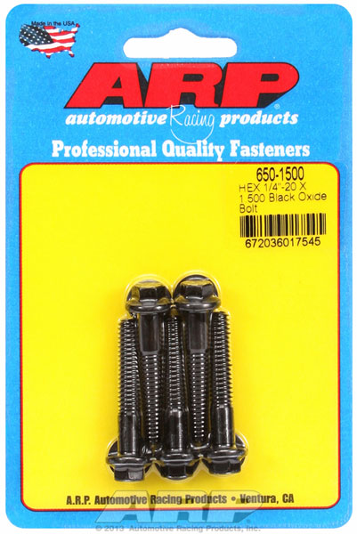 ARP 1/4-20 X 1.500 Hex Black Oxide Bolts