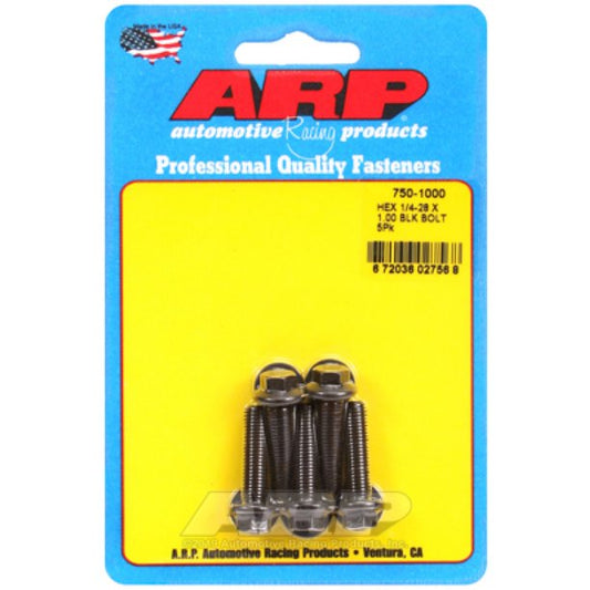ARP 1/4-28 Black Coarse Hex Nut Kit (5/PKG)