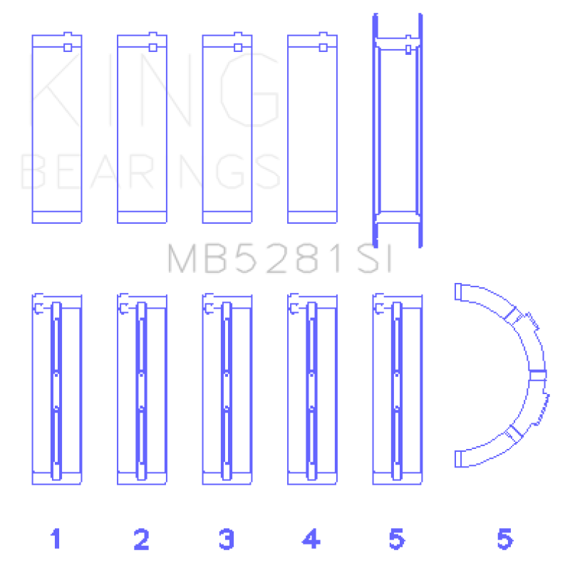 King Ford 281CI 4.6L V8 (Size +0.25) Main Bearing Set