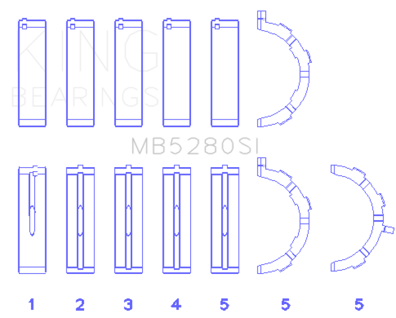 King Ford 281CI/330CI 4.6L/5.4L V8 (Size STD) Main Bearing Set